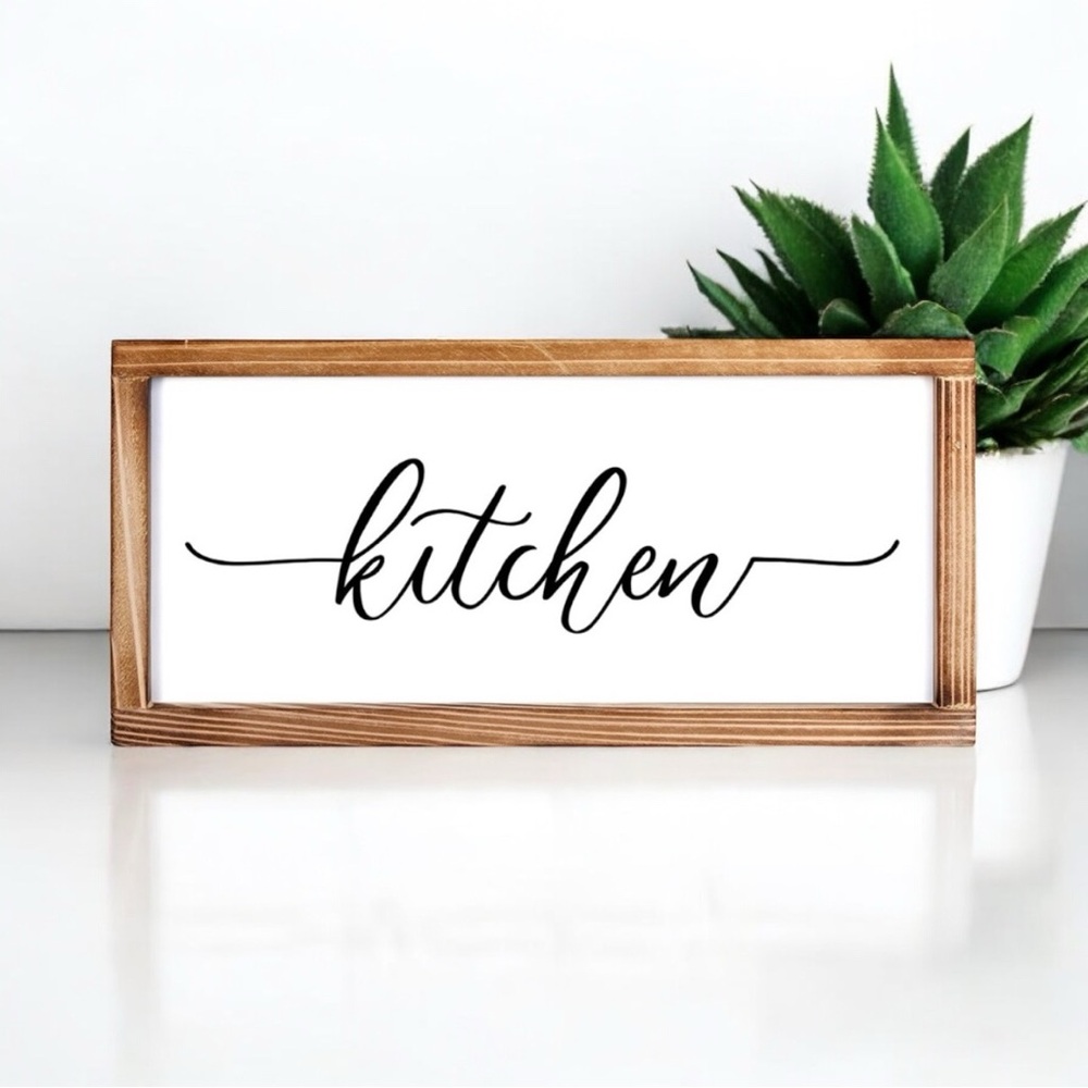 Farmhouse Kitchen Wall Sign | Brown & White